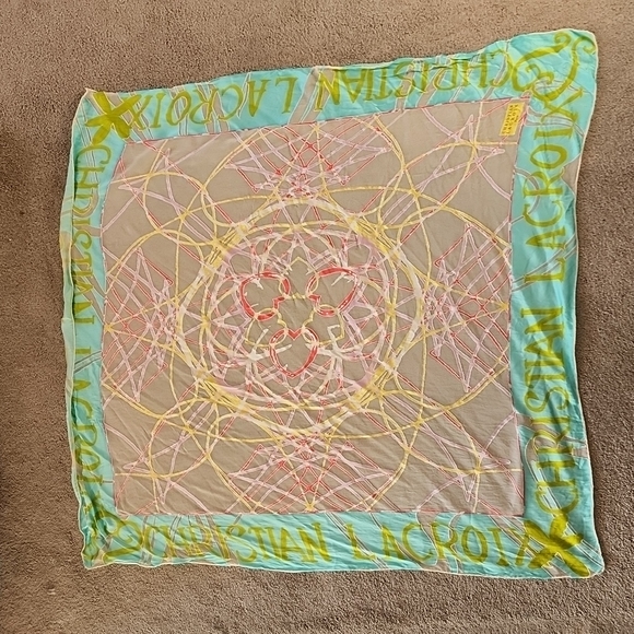 Vintage Christian Lacroix Paris Silk Scarf Sheer with Hearts - Picture 5 of 16